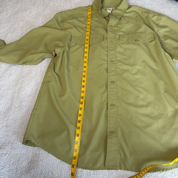 Duluth Trading No Worries Long Sleeve Shirt Mens Large Green Sweat Wicking Snap - Picture 8 of 8